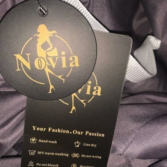 Elegant Gray Lace Half-Sleeve High-Low Evening Dress Size 10 - Picture 11 of 13